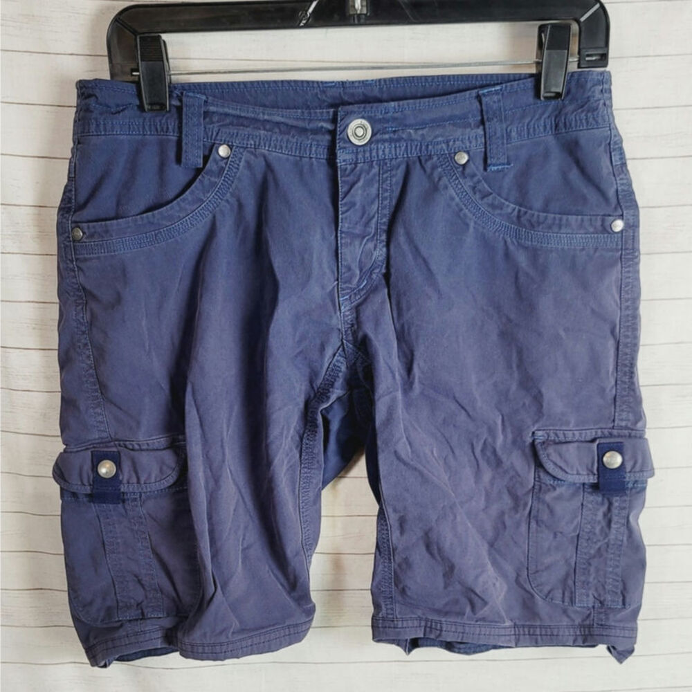 KUHL FREE FLEX CARGO SHORTS IN BLUE, SZ 8